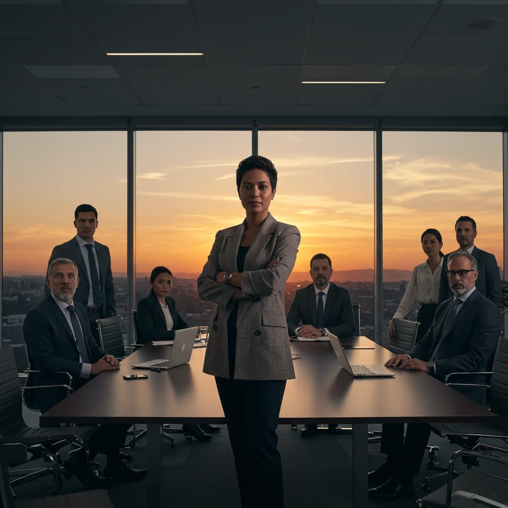 Equipo de profesionales legales en sala de conferencias